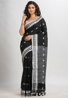 ADbutiq Self Design Bollywood Handloom Cotton Blend Saree(White)