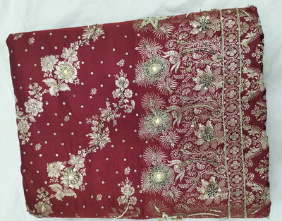 AZHAR SAREE PARADISE Embroidered Banarasi Pure Silk Saree(Maroon)