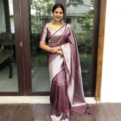JATADHAR FAB Woven Kanjivaram Jacquard Saree(Maroon)