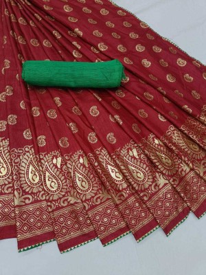 Kalpana creation Self Design, Animal Print Leheria Silk Blend Saree(Red)