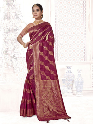 ANOUK Woven Mysore Chanderi Saree(Pink)