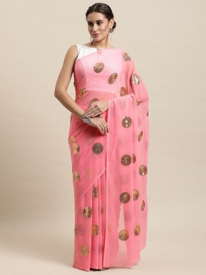 VRINDITA FASHION Embellished Bollywood Georgette Saree(Pink)