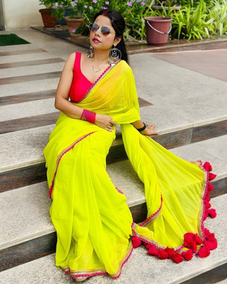 MAMTAIMPEX Self Design Banarasi Georgette Saree(Light Green)