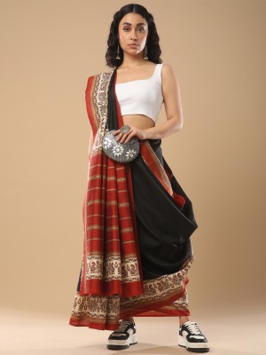 Sareemall Printed Bandhani Art Silk Saree(Black)