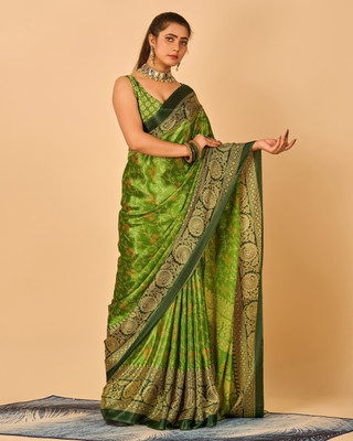 A V M Print Printed Bollywood Crepe Saree(Multicolor)