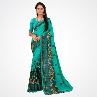 Suali Printed Daily Wear Georgette Saree(Light Blue)
