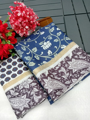 HouseOfCommon Printed Kanjivaram Pure Silk, Cotton Silk Saree(Dark Blue)