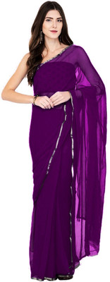 SainiVastra Self Design Bollywood Chiffon Saree(Purple)