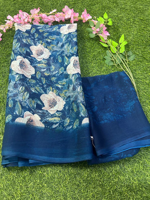 Virendra Textiles Printed, Woven Bollywood Chiffon Saree(Blue)