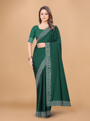 Tejal Creation Self Design Bollywood Crepe Saree(Green)