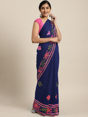 Divastri Embroidered Bollywood Georgette Saree(Dark Blue)