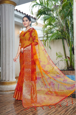 Aarunika MT Woven Bollywood Organza Saree(Mustard)