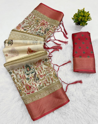 Bhagwati Creation Self Design Bollywood Pure Silk Saree(Multicolor)