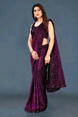 clothesy Embellished Bollywood Lycra Blend Saree(Purple)