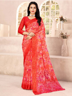 Divastri Printed Daily Wear Chiffon Saree(Red)