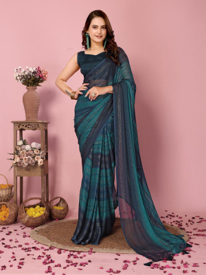 Upalksh Self Design Bollywood Nylon, Silk Blend Saree(Light Blue)