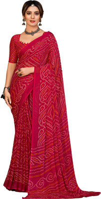 INDONIQ Graphic Print, Printed Bollywood Chiffon, Georgette Saree(Maroon)