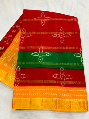 KRISHNA NX Printed Daily Wear Pure Cotton Saree(Red)