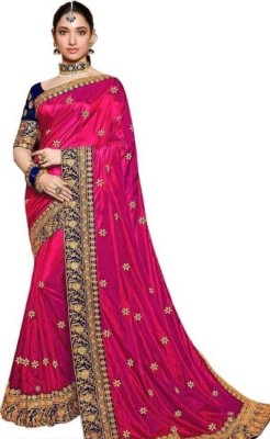 Sarala Fashion Embellished Banarasi Silk Blend Saree(Pink)