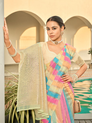 Sariya Woven Sambalpuri Art Silk Saree(Beige, Multicolor)