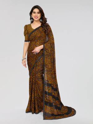 Moda Rapido Embellished, Printed Bollywood Georgette Saree(Yellow)