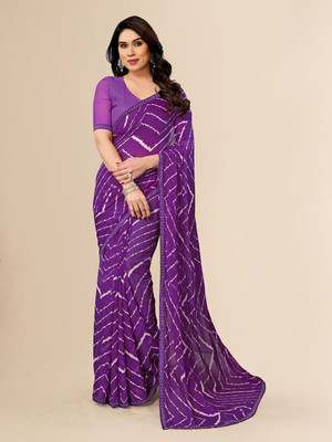 Moda Rapido Printed Bollywood Georgette Saree(Purple)