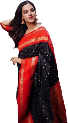 KM CREATION Self Design Banarasi Art Silk Saree(Black)