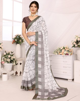 YASHIKA Printed, Digital Print Daily Wear Georgette, Lace Saree(Brown)