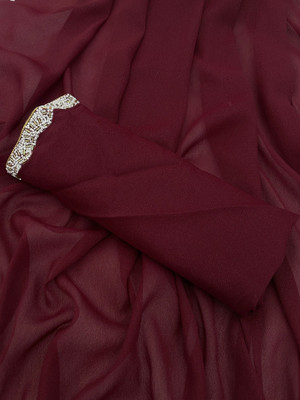 Elder Solid/Plain Bollywood Georgette Saree(Maroon)
