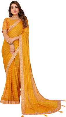 The Varnikaa Embroidered Bollywood Georgette Saree(Mustard)