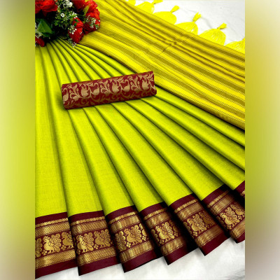 Dhami Self Design Mysore Cotton Silk Saree(Red)