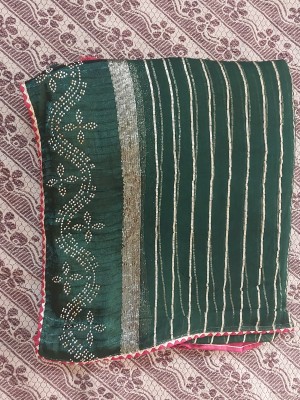 mitthusaree Embellished Bollywood Chiffon Saree(Dark Green, Red)