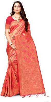 FENAL Woven Banarasi Jacquard Saree(Pink)