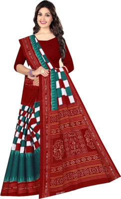 ARTFULTHREADS Printed Sambalpuri Pure Cotton Saree(Multicolor)