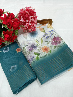 AARAANA Woven, Self Design, Geometric Print Kanjivaram Linen Saree(Multicolor)