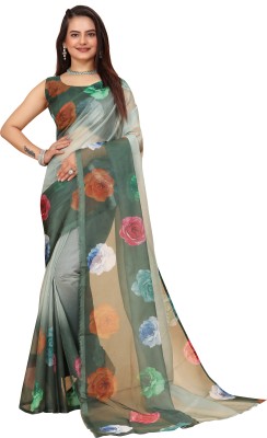 MK WOMENS Digital Print Bollywood Tussar Silk Saree(White)