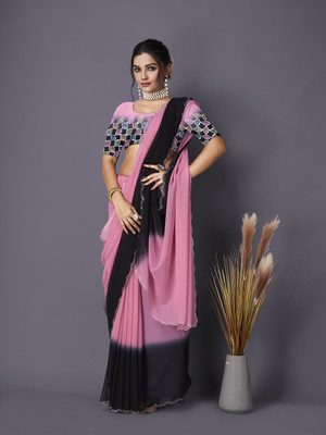 nirmal creation Solid/Plain Bollywood Georgette Saree(Multicolor)