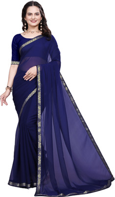 SUPRO Lifestyle Solid/Plain Kanjivaram Georgette Saree(Dark Blue)