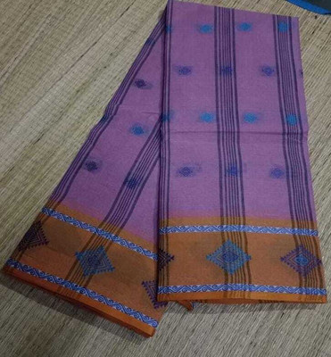 BiswasTextiles Self Design Tant Pure Cotton Saree(Purple)