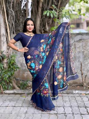 Zoamic Self Design Daily Wear Georgette Saree(Multicolor)
