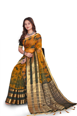 Aarunika BS Printed Bollywood Organza Saree(Multicolor)