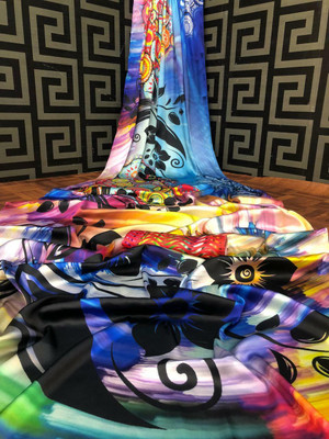 Arpita Fashion Digital Print Bollywood Crepe Saree(Multicolor)