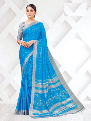 Panchvati NX Printed Bollywood Crepe Saree(Blue)