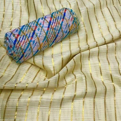 Riddhi textile Hub Woven Bollywood Chiffon Saree(Yellow)
