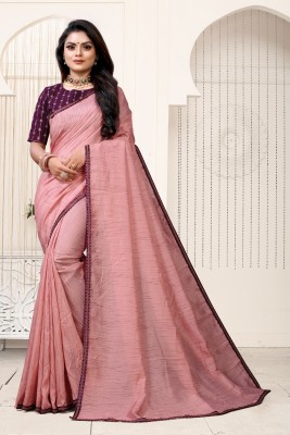 Fashion Paradise Self Design Chanderi Silk Blend Saree(Pink)