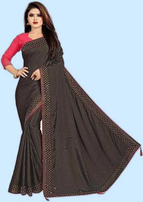 VRINDITA FASHION Embroidered Bollywood Georgette Saree(Black)