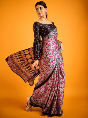 Sangria Printed Daily Wear Crepe Saree(Magenta)