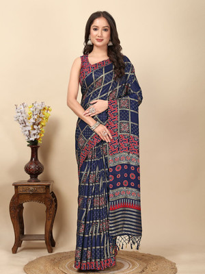 HouseOfCommon Applique Banarasi Art Silk Saree(Blue)