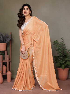 APERA Self Design Daily Wear Polyester Saree(Orange)