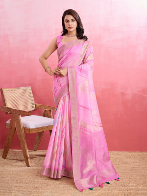Divastri Digital Print, Printed, Woven Bollywood Pure Cotton Saree(Pink)